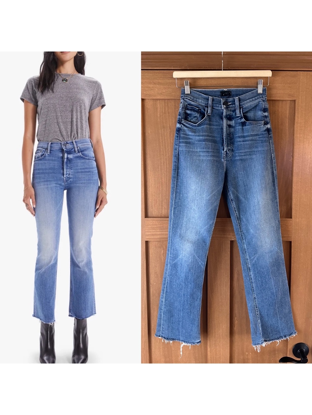 MOTHER The Tripper Ankle Fray Flared Jeans in We the Animals Wash Women’s 26